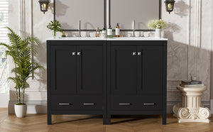 English Elm 48-Inch Modern Bathroom Vanity with Dual Ceramic Sinks, Ample Soft-Close Storage and Stylish Design Black N729P000009B