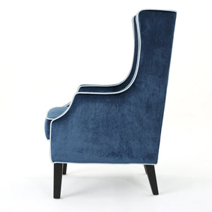 English Elm Christopher Knight Home® - CLUB Velvet Armchair with Tonal Piping and Two-Tone Upholstery, Plush Durable Craftsmanship, Cozy Statement Piece Blue 61443.00CLBL