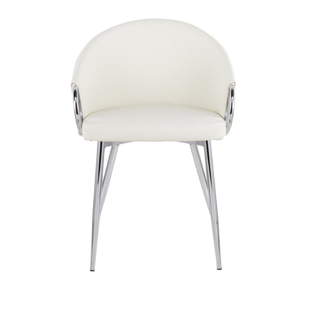 English Elm Chair with Silver Metal Frame and Padded Faux Leather Seat for Modern Dining Spaces B202P471300