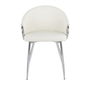English Elm Chair with Silver Metal Frame and Padded Faux Leather Seat for Modern Dining Spaces B202P471300