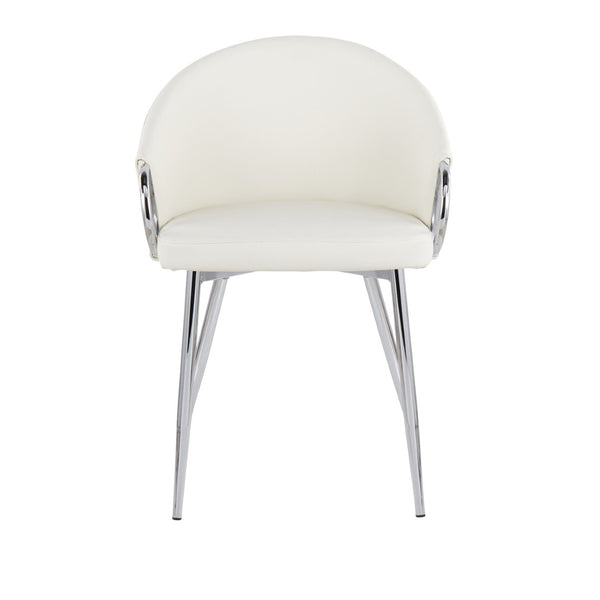 English Elm Chair with Silver Metal Frame and Padded Faux Leather Seat for Modern Dining Spaces B202P471300
