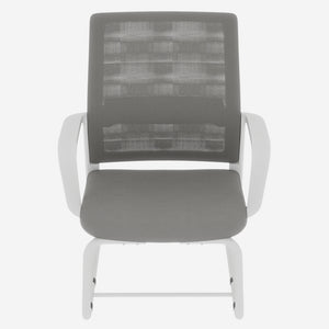 English Elm Minimalist breathable mesh office chair with curved support, cushioned seat, stable iron frame for long workdays White+gray W1935P338541