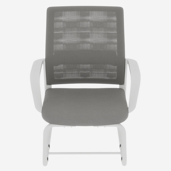 English Elm Minimalist breathable mesh office chair with curved support, cushioned seat, stable iron frame for long workdays White+gray W1935P338541