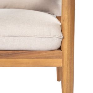 English Elm Terassi Solid Acacia Wood Patio Sofa with Teak Finish and Beige Cushioned Seating N775P370352T