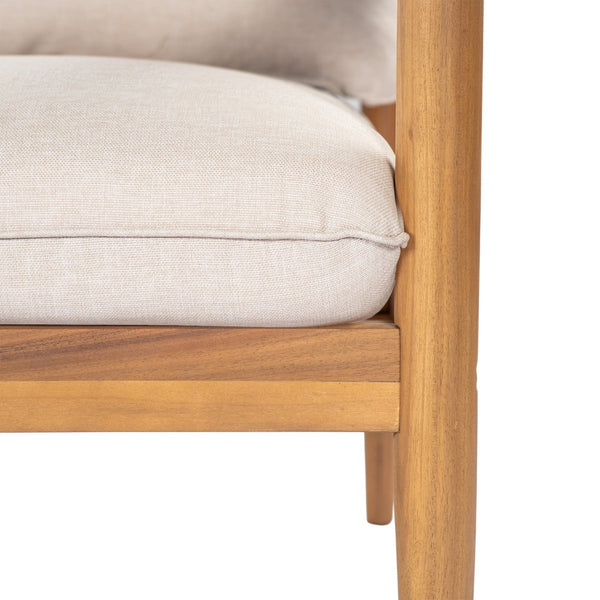 English Elm Terassi Solid Acacia Wood Patio Sofa with Teak Finish and Beige Cushioned Seating N775P370352T