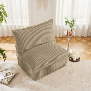 English Elm Koala Armless Corduroy Sofa Deep Seat Wraparound Back Support for Living Rooms Camel W3041P272932