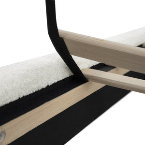 English Elm King Upholstered Bed Frame with Tall Bouclé Headboard, Solid Wood Feet, 12-Slat Support, 1000lb Capacity White 81.3 L x 31.5 W x 8.27 H W1716P335678