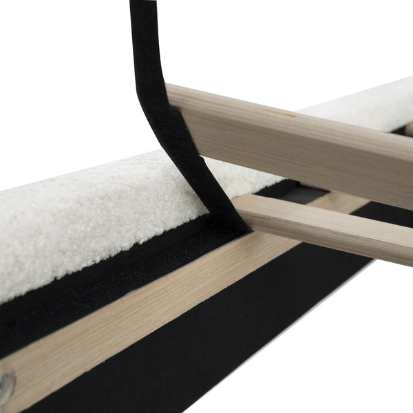 English Elm King Upholstered Bed Frame with Tall Bouclé Headboard, Solid Wood Feet, 12-Slat Support, 1000lb Capacity White 81.3 L x 31.5 W x 8.27 H W1716P335678