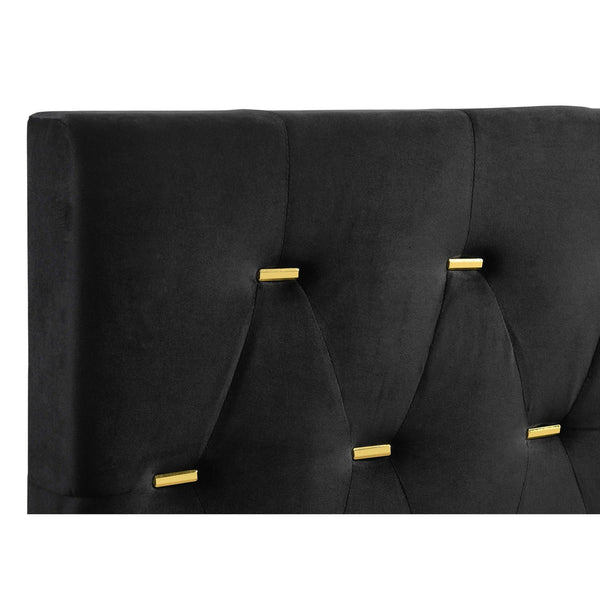English Elm Lexie Black/Gold 5-Piece Tufted Queen Bedroom Set - Luxurious Velvet Upholstery & Ample Storage B062S01194