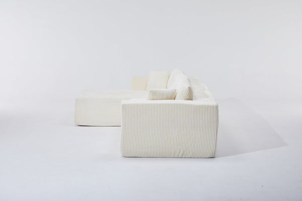 English Elm Modular Cloud Sectional with Corduroy Upholstery Deep Cushions for Living Rooms W1919S00007