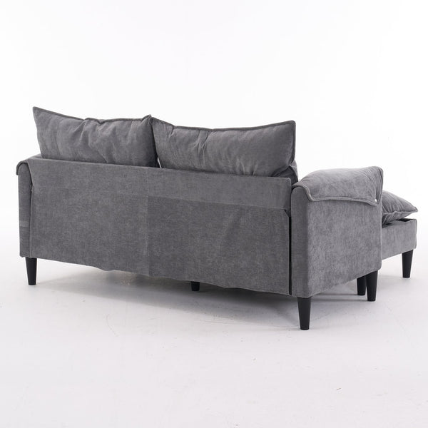 English Elm Convertible Convertible sofa with storage footstools, compact U-shaped 2-seater for small spaces, durable fabric comfort Gray W2012P252429