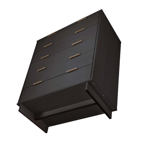 English Elm Granville 38" Charcoal Gray Chest With 5 Drawers - Stylish Solid Wood Storage For Modern Homes B365S00084