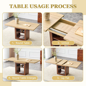 English Elm Scalable Extendable Dining Set with Wood Grain Table and Upholstered Fabric Chairs W1151S04670