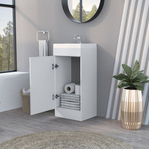 English Elm Madrid Bathroom Vanity Melamine White 1 Door Compact Modern Storage Cabinet for Small Baths B128S00012