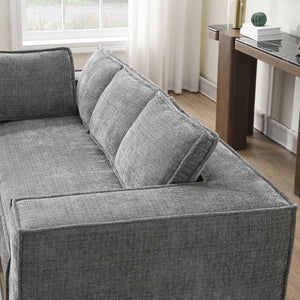 English Elm 129.5" Minimalist Modular Sectional Sofa – Wrinkle-Resistant Chenille, No-Assembly L-Shape Comfort and Flexibility Gray N723S9685E
