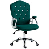 English Elm Vinsetto Home Office Chair, Velvet Computer Chair, Button Tufted Desk Chair With Swivel Wheels, Adjustable Height, and Tilt Function, Dark Green