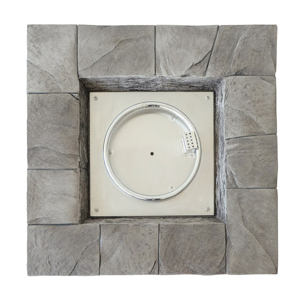 English Elm Christopher Knight Home® - 30" Outdoor Square MgO Propane Fire Pit Table - 40,000 BTU, Grey Steel Frame, No Assembly Required 61100.00-40K