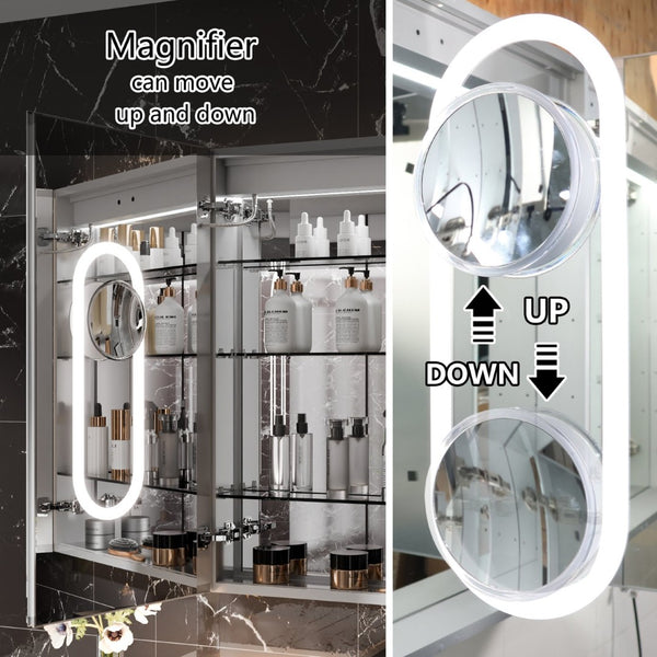 English Elm Smart Led Medicine Cabinet with Anti-fog Mirror Gfci Outlet and Blum Hinges 30x36 W637P382877