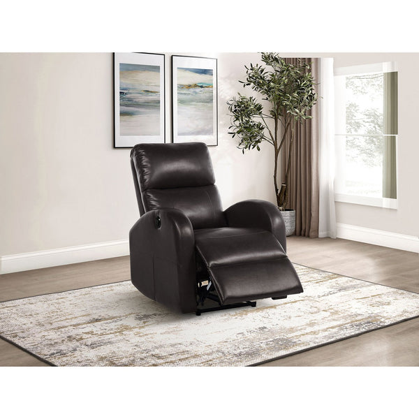 English Elm Meglia Brown Power Recliner Chair with Faux Leather Upholstery, Smooth Button Controls for Comfort B062P299796