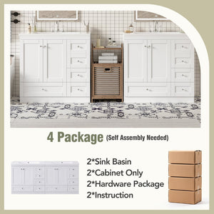 English Elm 72-inch Shaker Double Sink Freestanding Vanity with Resin Basins and Soft Close Storage N729P000010K-2
