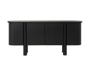 Sunpan Magnus Sideboard - Modern Black Oak Storage Solution With Soft-close Doors & Stylish Round Edges Black Wood 111952