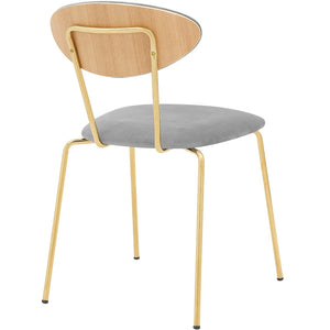 English Elm Savara Gray Velvet Dining Room Chairs Set Of 2 - Modern Gold Metal Legs For Stylish Comfort & Versatility B2736P354289-GIGA