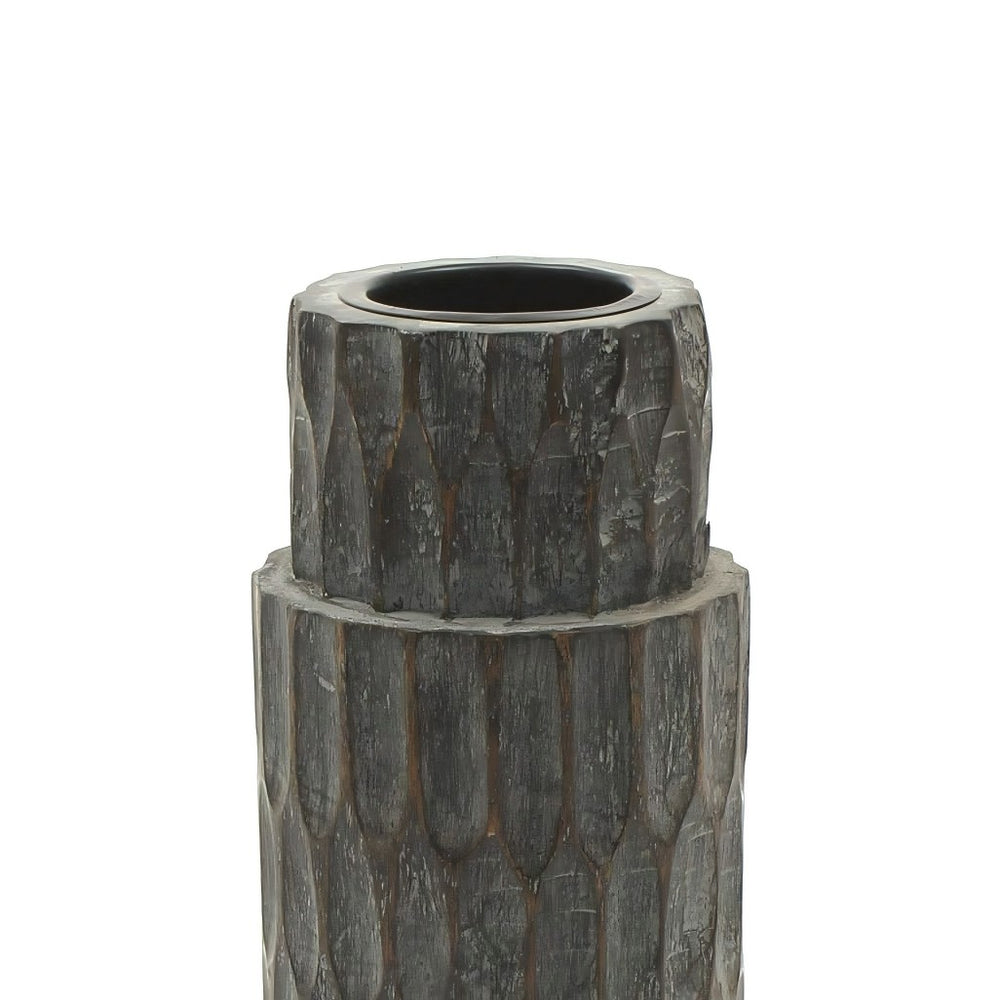 English Elm Elegent Walnut Wooden Centerpiece Candle Holder 4x12" — Hand-Carved Statement Stand for Warm Ambiance and Durable Luxury B346P336841