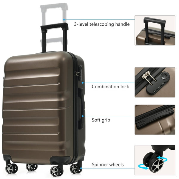 English Elm 28 Inch Hardshell Abs Checked Suitcase with Spinner Wheels and Built-in Lock for Travel N730P323462G