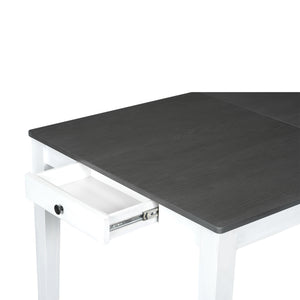 English Elm TOPMAX Rustic 7-Piece Solid Wood Extendable Dining Set with 18" Removable Leaf, 6 Upholstered Chairs, 2 Drawers Dark Gray,White SP000078AAE