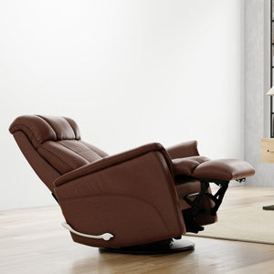 English Elm Global Swivel Glider Recliner With Adjustable Headrest & Footrest In Stylish Oslo Pecan Finish B339P323111