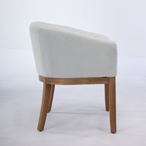 English Elm Mid Century Modern Upholstered Barrel Dining Chair - Beige Linen Accent Chair For Home & Office W1143P346923