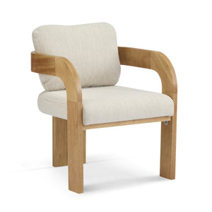 English Elm Christopher Knight Home® - 2-Pack Dining Chairs with Pillow Back and Curved Arms, Foam Seat Comfort, Sturdy Rubber Wood Frame Beige+Natural N779P298399B