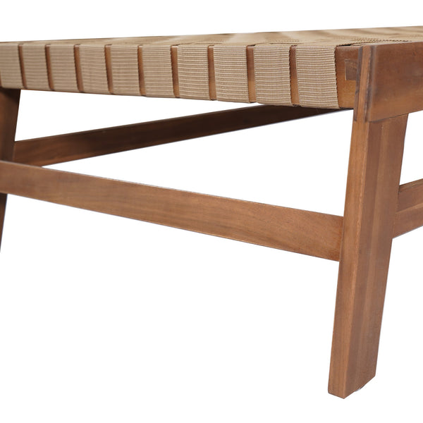 English Elm Christopher Knight Home® - Outdoor Rope Chaise Lounge with Acacia Wood Frame and Adjustable 4-Position Recline for Patio Comfort Light Brown,Mocha 84.84 L x 29.13 W x 5.78 H N776P288556B