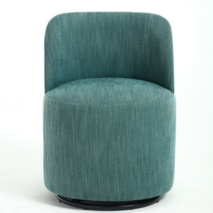 English Elm Set Swivel Barrel Accent Chair Armless Linen Upholstered Compact Seat for Dining Vanity Bedroom Dark Green W3244P454059