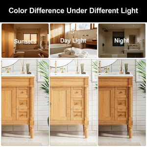 English Elm 36" Freestanding Bathroom Vanity Solid Wood Cabinet with Ceramic Sink and Soft Close Storage N729P300165N