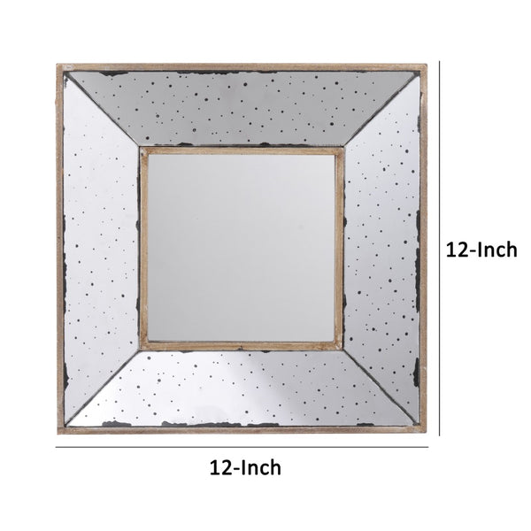 English Elm Joe Square Wall Mirror Sculptural Speckled Frame for Foyer or Gallery Display B056P416819