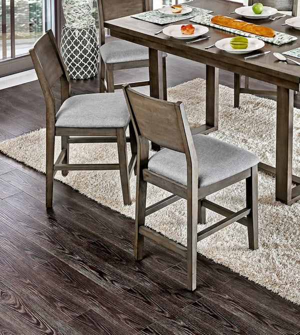 English Elm Gray Counter Height Dining Chairs Set of 2 — Light Gray Padded Fabric Seats, Panel Back, Solid Wood Frame B011P320999