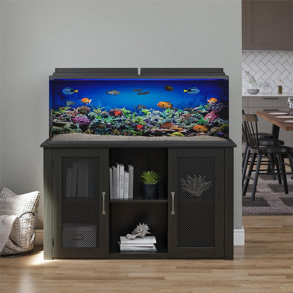 English Elm 55 Gallon Aquarium Terrarium Stand with Mesh Doors Open Storage Industrial Frame B2733P436848
