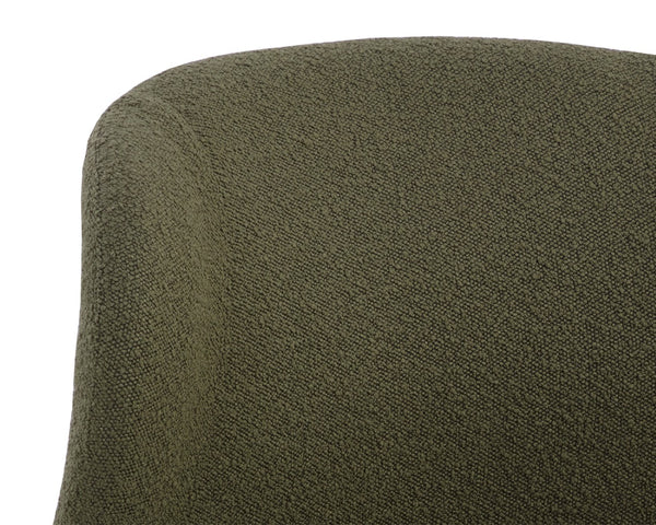 Sunpan SOPHIENE Lounge Chair - Modern Copenhagen Olive Boucle, Sculpted Comfort for Stylish Living Spaces 111486