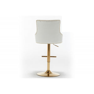 English Elm Adjustable Faux Leather Swivel Barrel Chair with Chrome Base — Modern Upholstered Counter Seat, Ergonomic Comfort & Height Range Gold+White 28 L x 22 W x 21 H B011P356331