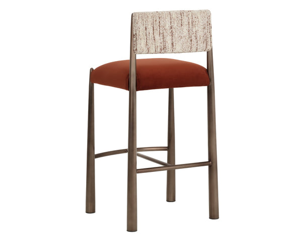 Sunpan BAYARD Barstool - Stylish Dark Bronze Frame with Two-Tone Terri Nutmeg & Meg Rust Upholstery Seat 112802