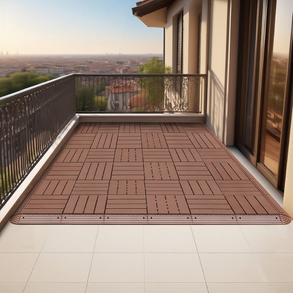 English Elm Auxiliary Interlocking Floor Tile Edge Strips Perimeter Kit for Outdoor Patio Brown Red+Brown W3022P298705