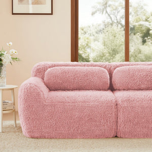English Elm 114''soft Plush Modular Sectional Sofa with Cloud Cushions for Living Room Theater Pink W714S01558