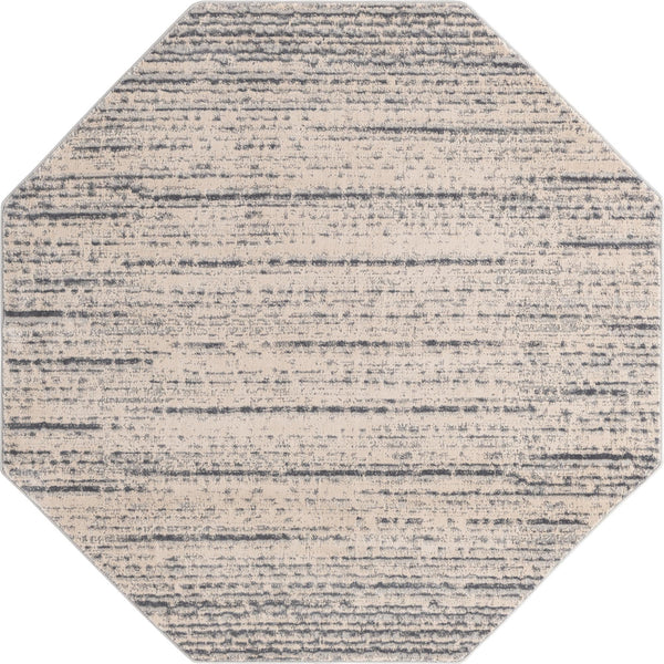 Unique Loom Oasis Calm Machine Made Abstract Rug Cream, Ivory/Gray 6' 1" x 6' 1"