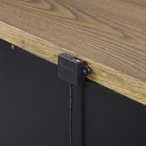 English Elm 2 Drawer Nightstand with USB Ports, Latte Elm Veneer, Solid Wood+MDF, Felt & Cedar Lined Drawers, Metal Base B2699P226102