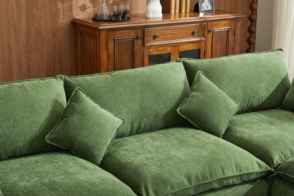 English Elm Modular L-shaped Sectional Sofa with Ottoman Plush Seating for Apartment Living Green W2915S00044