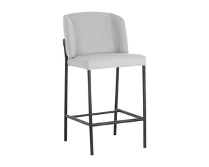 Sunpan Pearce Counter Stool Set of 2 - Modern Minimalist Design with Faux Leather & Iron Frame Finish