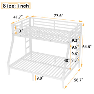 English Elm Metal Twin Over Full Bunk Bed For Teens & Adults – Durable, Space-Saving With Safety Features & Comfort W1580P336604