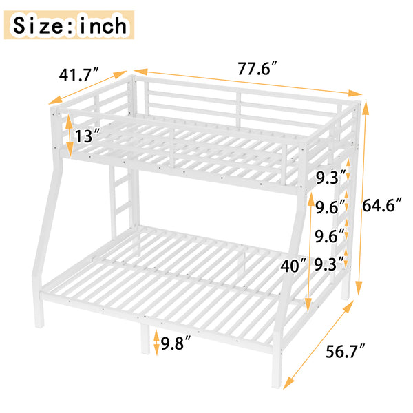 English Elm Metal Twin Over Full Bunk Bed For Teens & Adults – Durable, Space-Saving With Safety Features & Comfort W1580P336604