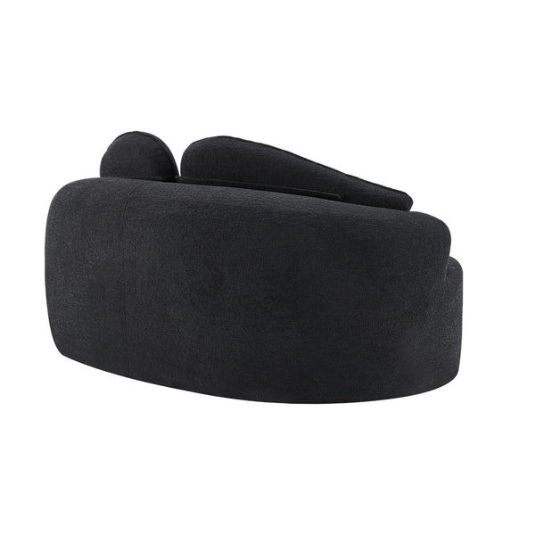 English Elm Curved Two Seat Chenille Sofa Sculptural Wave Design for Studio and Small Living Rooms Black W3612P422593